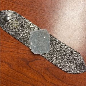 Karli Buxton leather and druzy bracelet